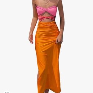 Multi colored cut out dress